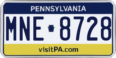PA license plate MNE8728