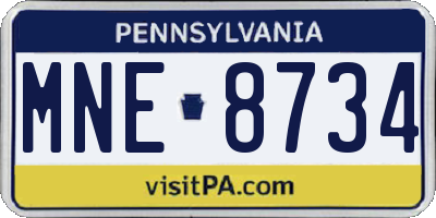 PA license plate MNE8734