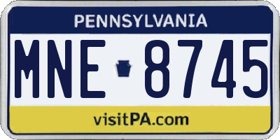 PA license plate MNE8745