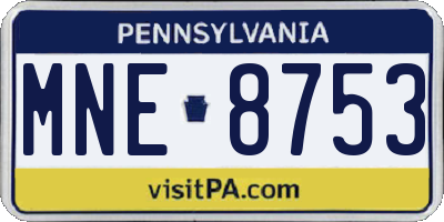 PA license plate MNE8753