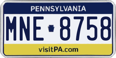 PA license plate MNE8758