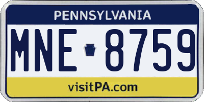 PA license plate MNE8759