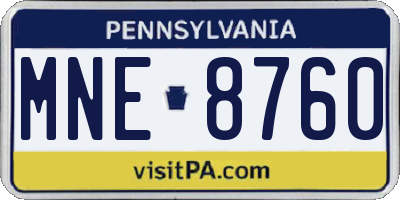 PA license plate MNE8760