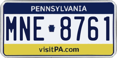PA license plate MNE8761