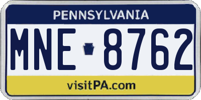 PA license plate MNE8762