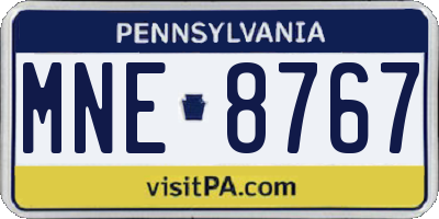 PA license plate MNE8767