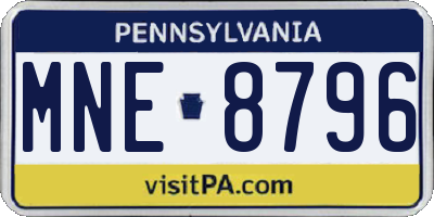 PA license plate MNE8796