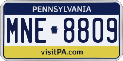 PA license plate MNE8809
