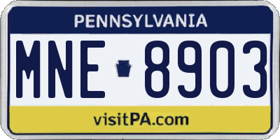 PA license plate MNE8903