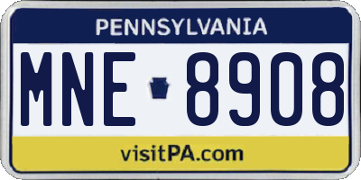 PA license plate MNE8908