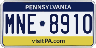 PA license plate MNE8910