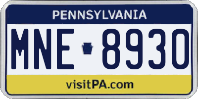 PA license plate MNE8930