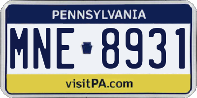 PA license plate MNE8931