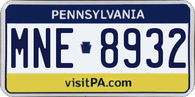 PA license plate MNE8932