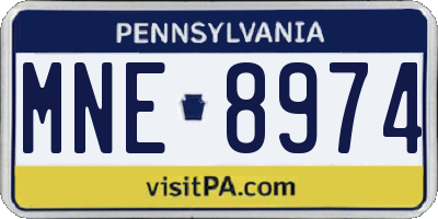 PA license plate MNE8974