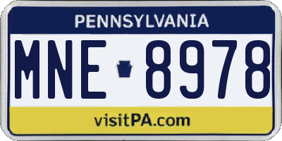 PA license plate MNE8978