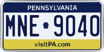 PA license plate MNE9040