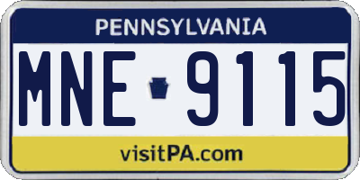 PA license plate MNE9115