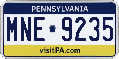 PA license plate MNE9235