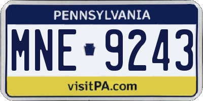 PA license plate MNE9243