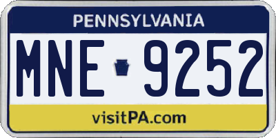 PA license plate MNE9252