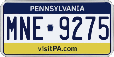 PA license plate MNE9275