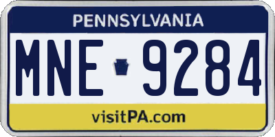 PA license plate MNE9284