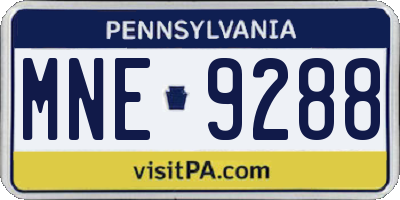 PA license plate MNE9288