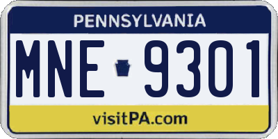 PA license plate MNE9301