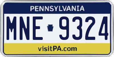 PA license plate MNE9324