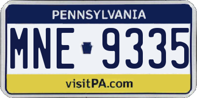 PA license plate MNE9335