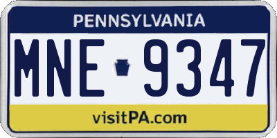 PA license plate MNE9347