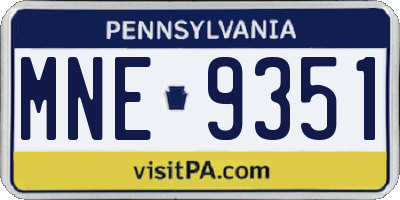 PA license plate MNE9351