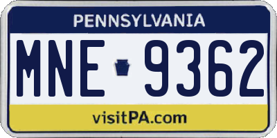 PA license plate MNE9362