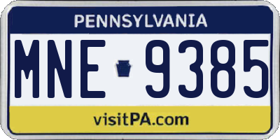 PA license plate MNE9385