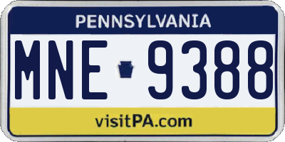 PA license plate MNE9388