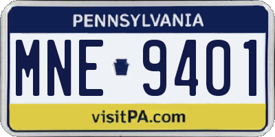PA license plate MNE9401