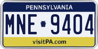 PA license plate MNE9404