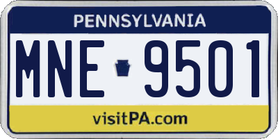 PA license plate MNE9501