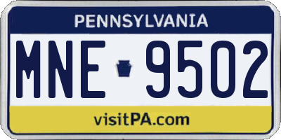 PA license plate MNE9502