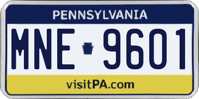 PA license plate MNE9601