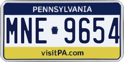 PA license plate MNE9654