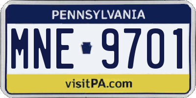 PA license plate MNE9701