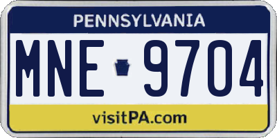 PA license plate MNE9704