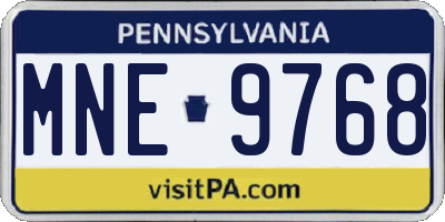PA license plate MNE9768