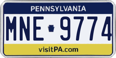 PA license plate MNE9774