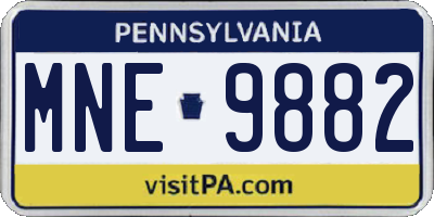 PA license plate MNE9882