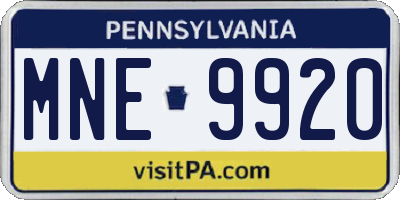 PA license plate MNE9920