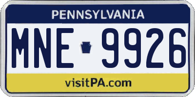 PA license plate MNE9926