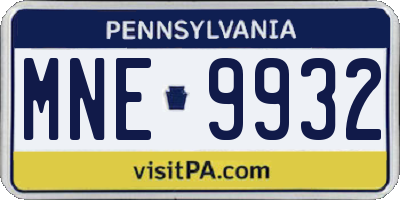 PA license plate MNE9932